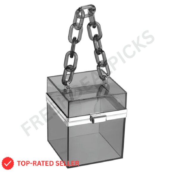 Acrylic Clear Clutch Purse Square Evening Handbag Y2K Chic Party Wear - Picture 2 of 7